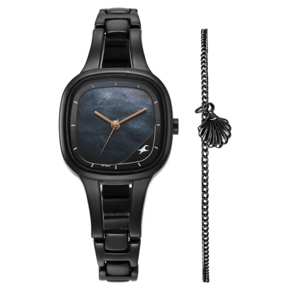 Fastrack Pulse Quartz Analog Mother Of Pearl Dial Black Metal Strap Watch For Girls (6147NM04F)