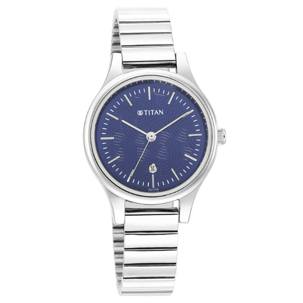 Titan Karishma Blue Dial Metal Strap Watch for Women (2679SM01)