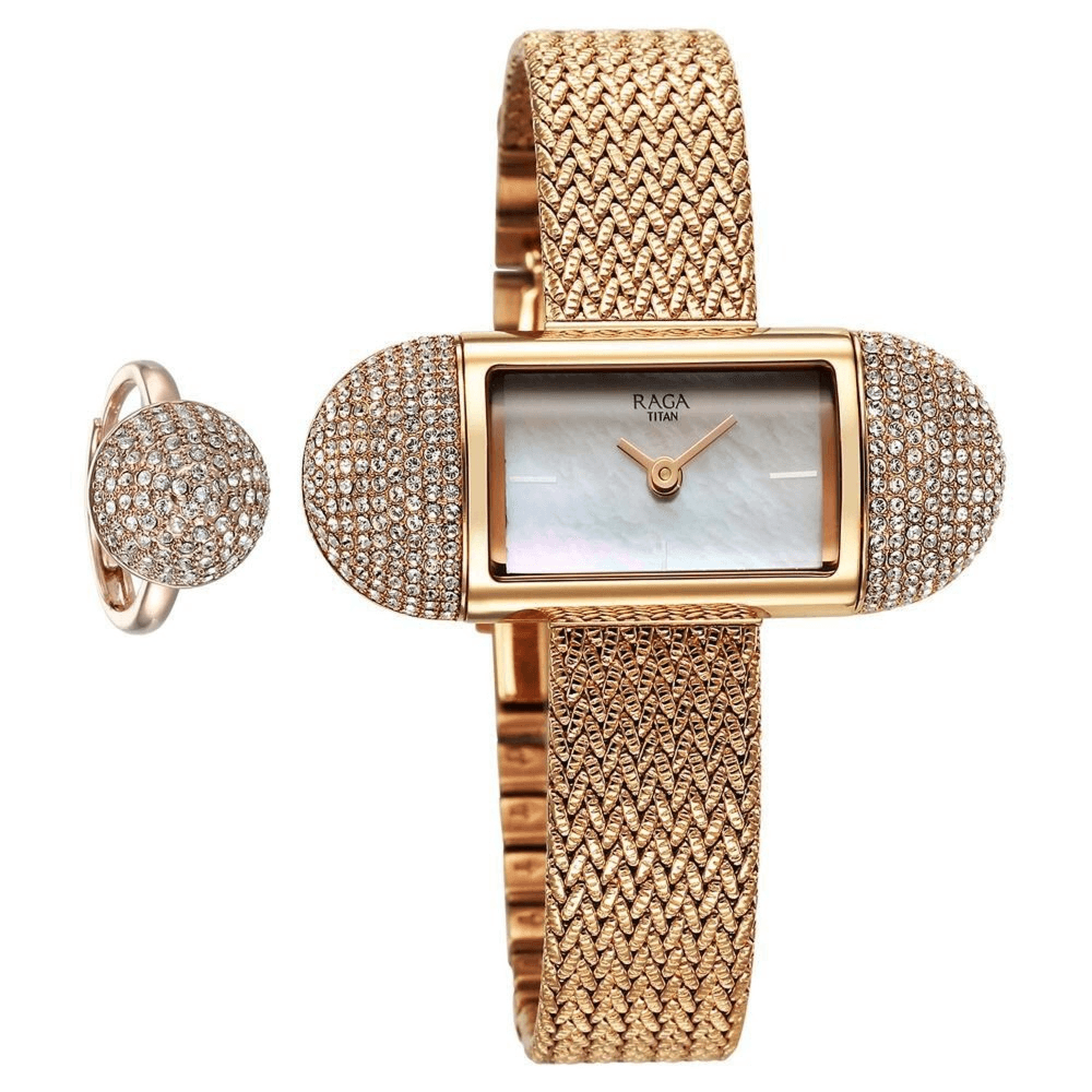 Titan Raga Memoirs Quartz Analog Mother Of Pearl Dial Watch  (95259WM01)