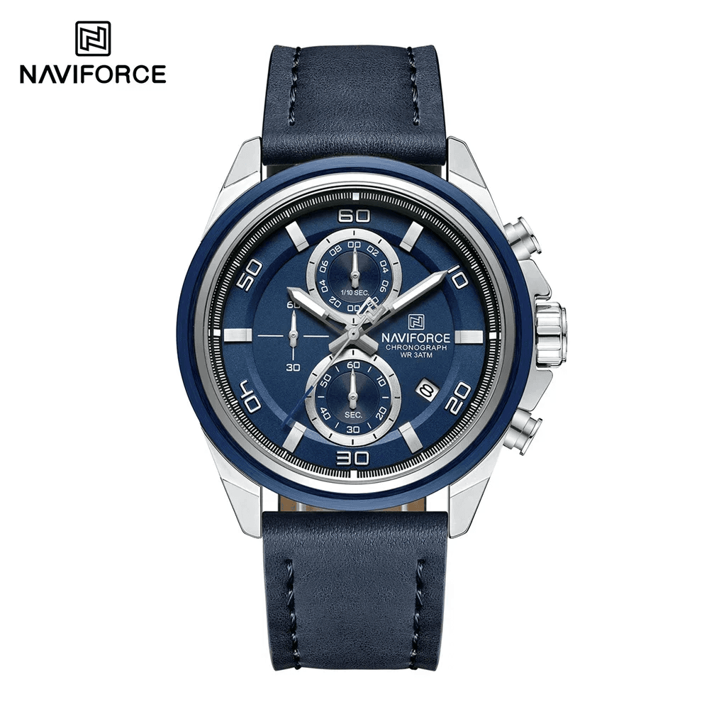 NAVIFORCE 8075 Casual Fashion Watches for Man Luminous Date Display Genuine Leather Band Male