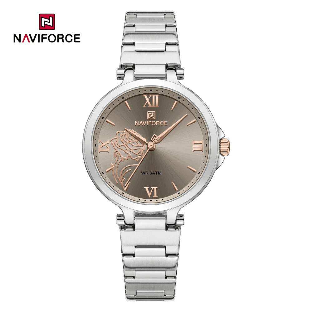 NAVIFORCE 5060 Silver Ash Quartz Stainless Steel Womens Analog Watch