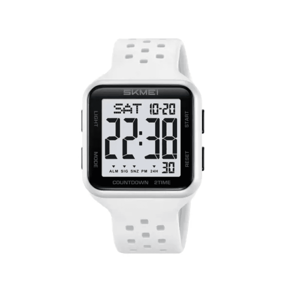 SKMEI 2440 New Digital Silicone Strap Waterproof Men’s Watch-White