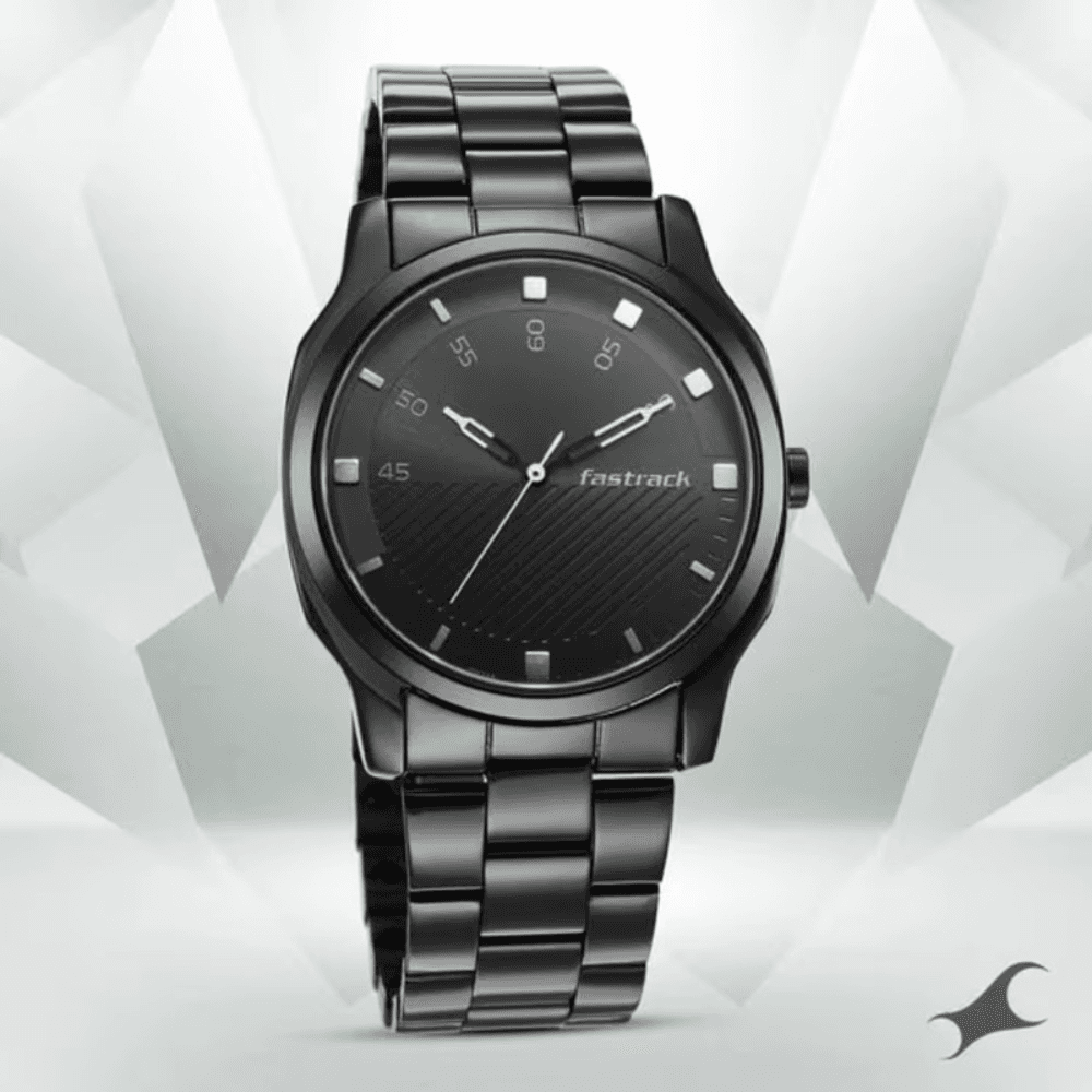 Fastrack 3255NM02 Stunners Black Dial Stainless Steel Watch for Guys