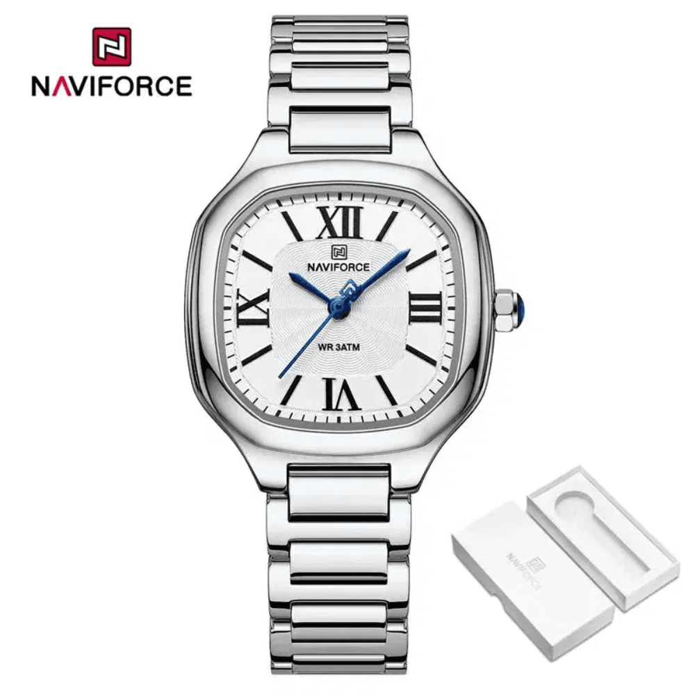 NAVIFORCE 5042 Silver White Stainless Steel Womens Watch