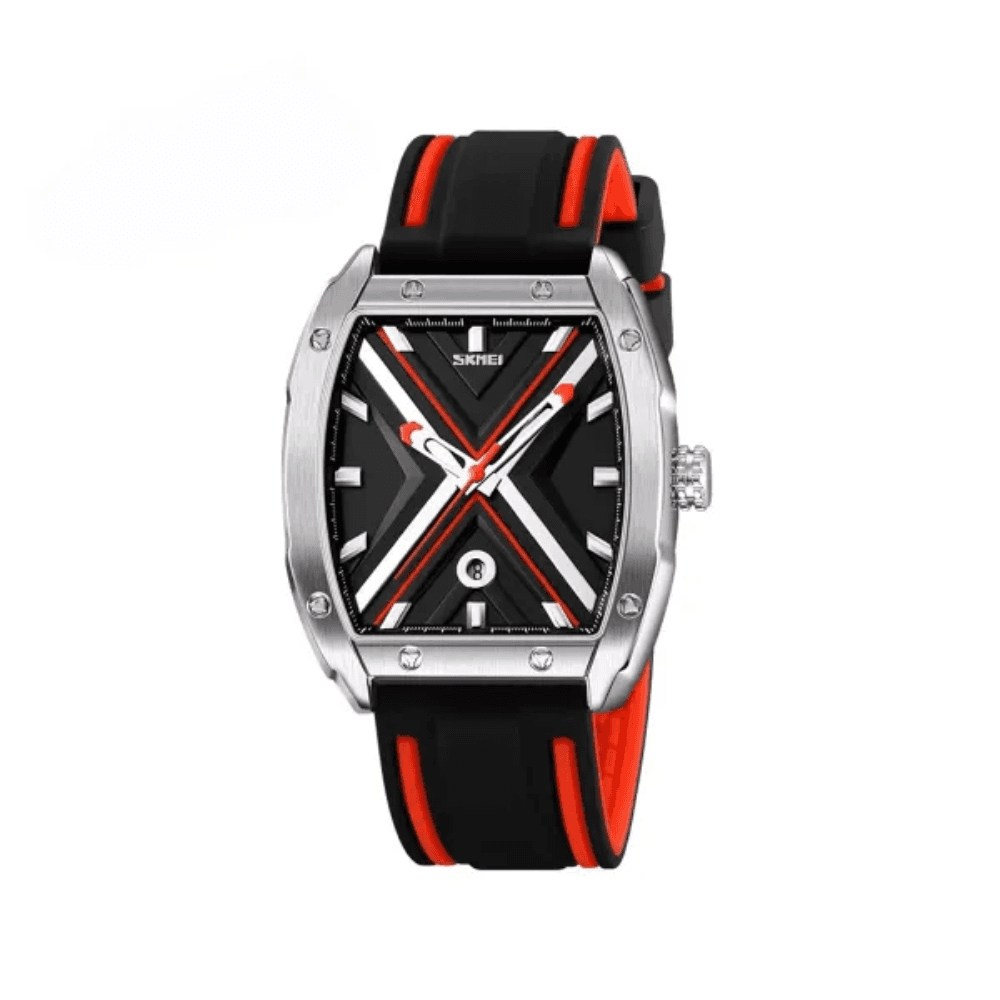 SKMEI 9364 Quartz Waterproof Silicone Strap Date Men’s Watch-Red