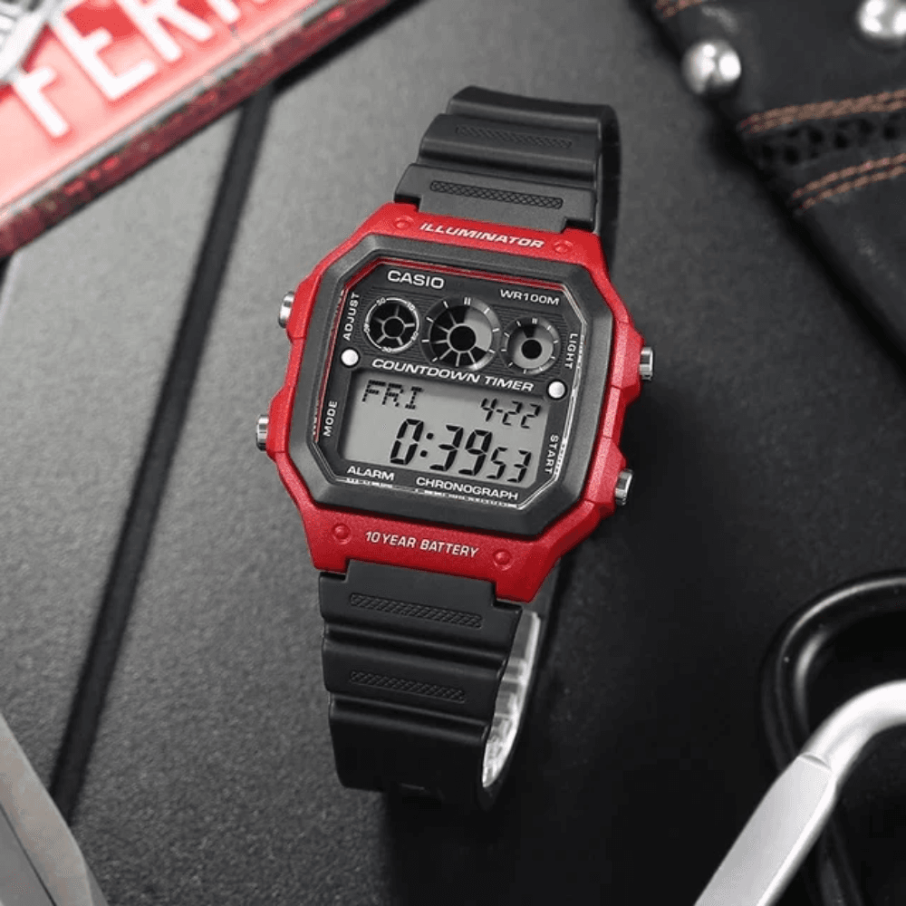 Casio Youth Illuminator World Time Resin Belt Watch AE-1300WH-4AVDF