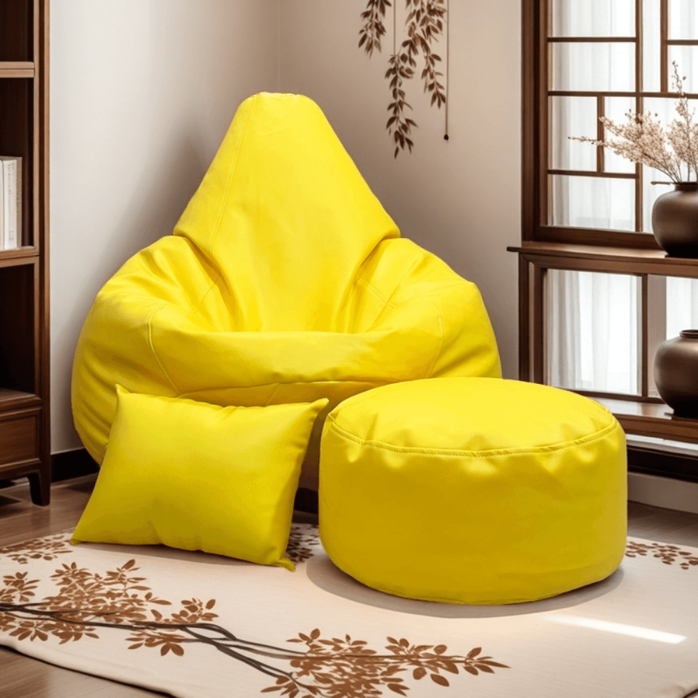 LAZY DUDE XXXL Water Drop Shaped Lazy Bean Bag - Color yellow