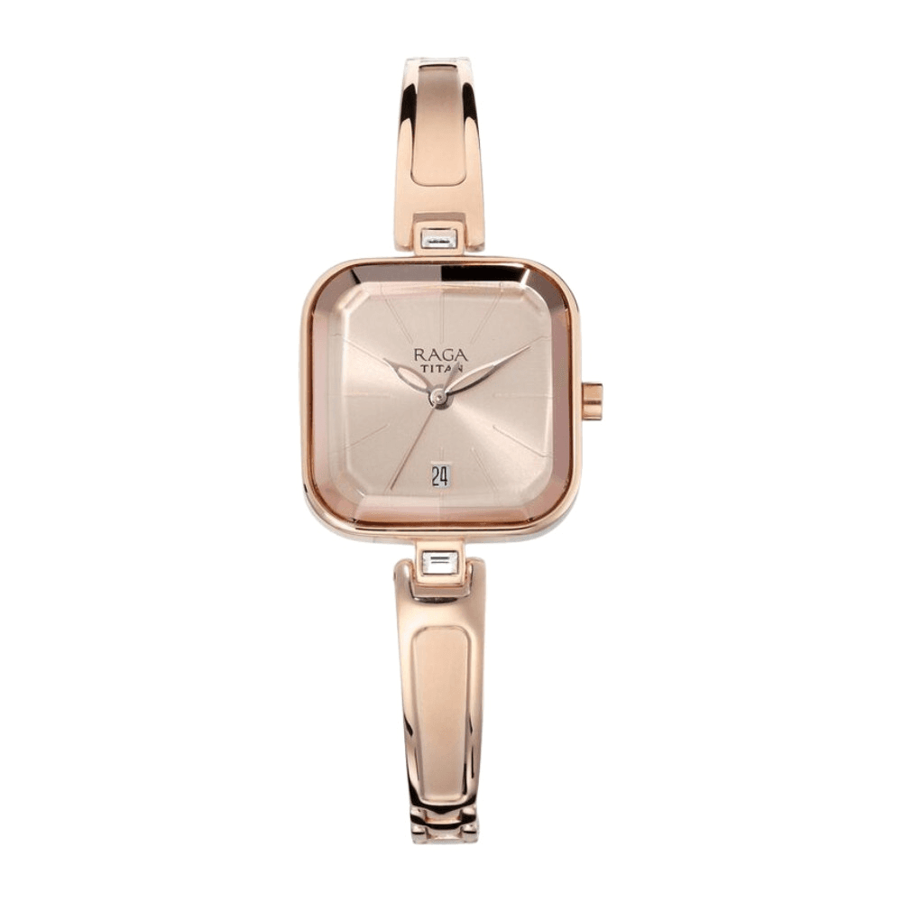 Titan Raga Viva Rose Gold Dial Watch With Metal Strap For Women  (NR2607WM01)