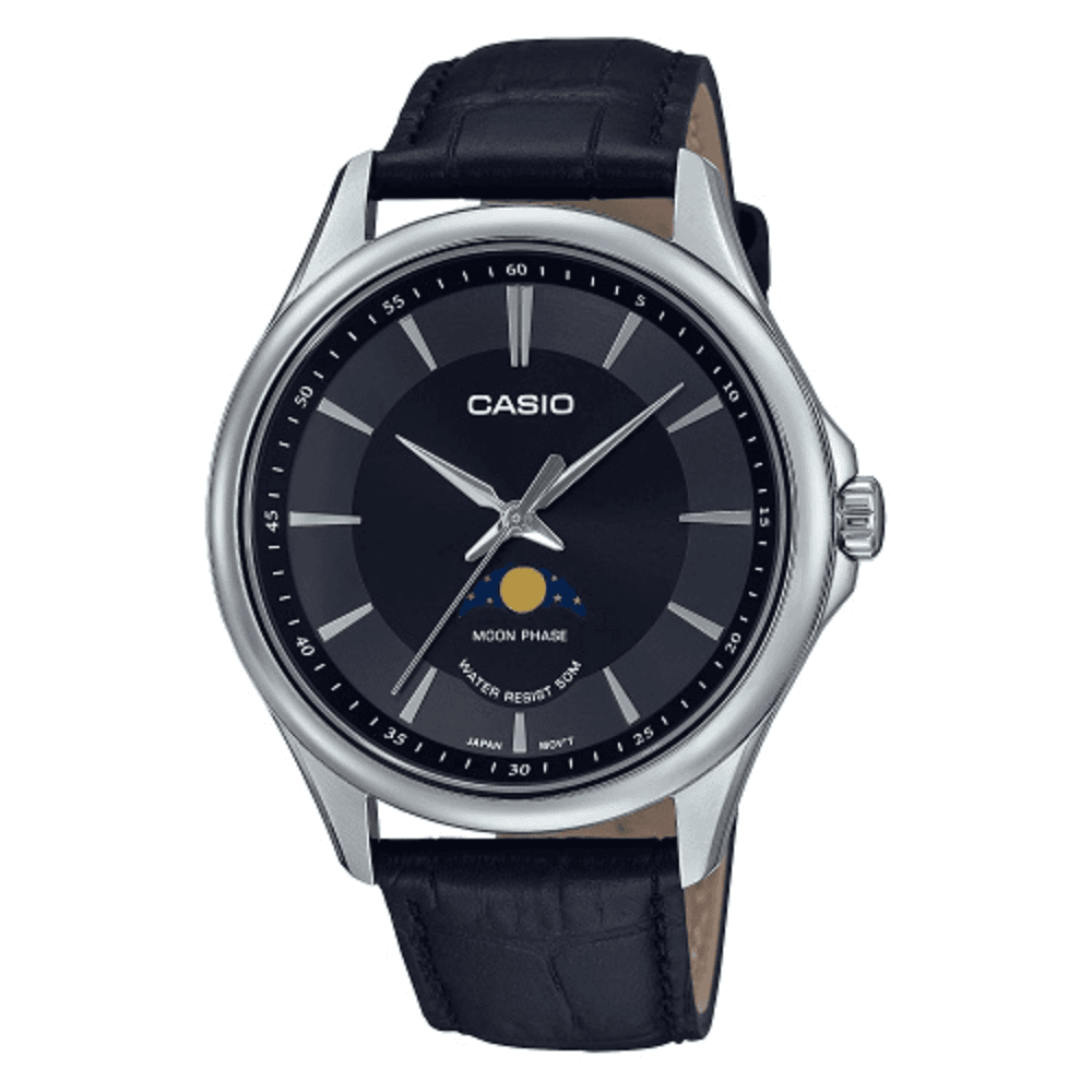 WW2476 Casio Standard Moon Phase Leather Belt Watch MTP-M100L-1AVDF