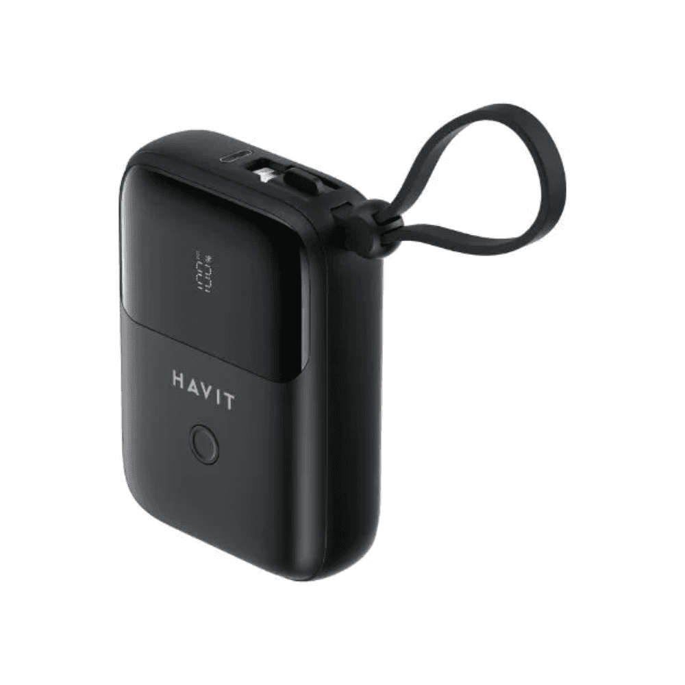 HAVIT PB5215 10000mAh DISPLAY POWER BANK WITH USB-C & LIGHTNING CABLE
