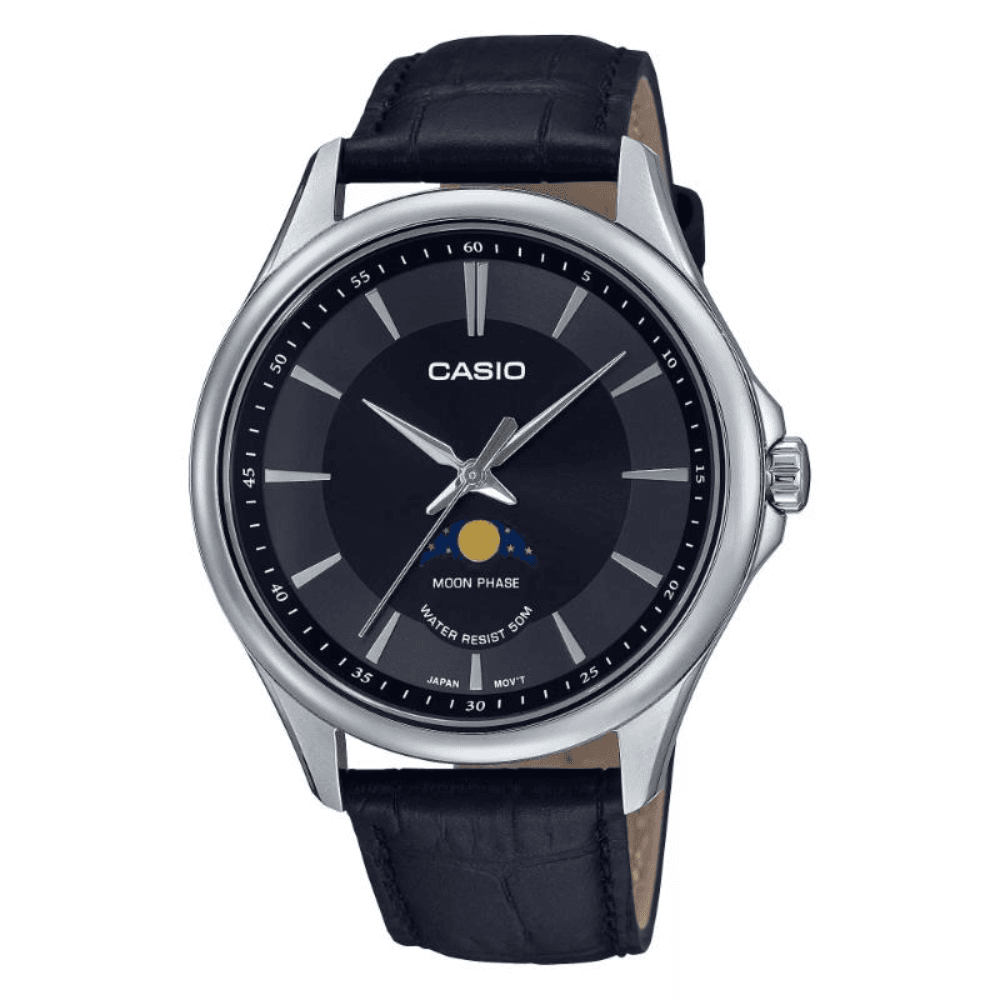 Casio Moon Phase Leather Belt Watch (MTP-M100L-1AVDF)