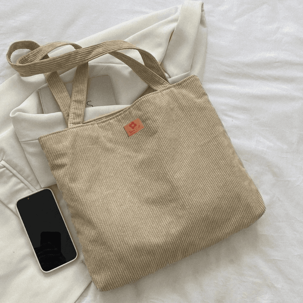 Casual High-Capacity Beige Color Shopper Bag
