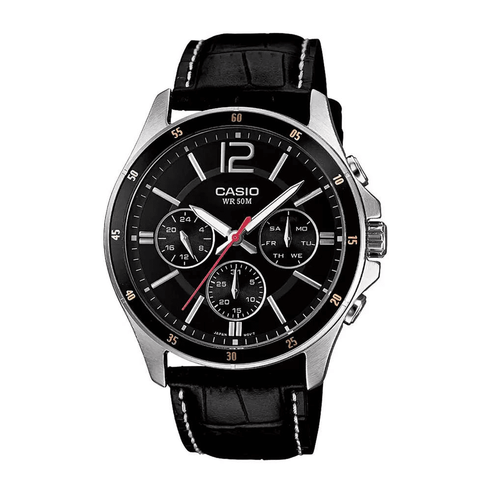 Casio Enticer Multifunction Leather Belt Watch MTP-1374L-1AVDF