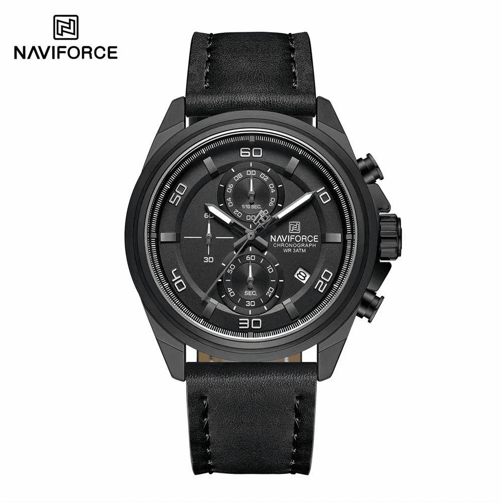 NAVIFORCE 8075 Casual Fashion Watches for Man Luminous Date Display Genuine Leather Band Male