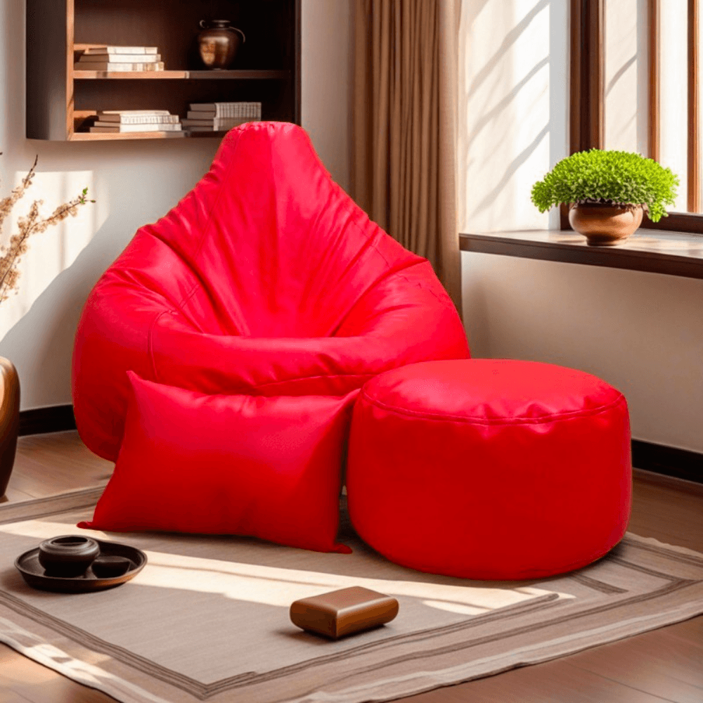 LAZY DUDE XXL COMBO Slim Fit Multiple Shaped Lazy Bean Bag  -  Color Red