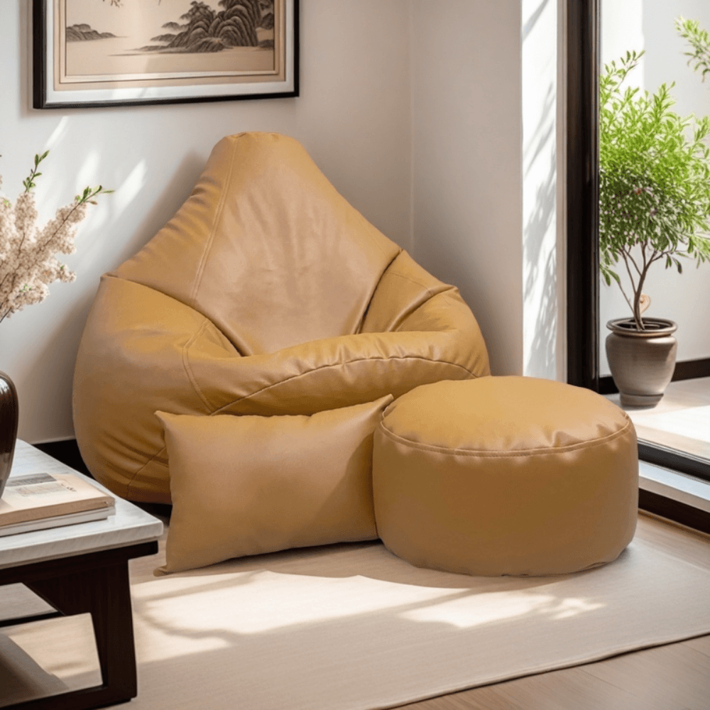 LAZY DUDE XXL COMBO Slim Fit Multiple Shaped Lazy Bean Bag  -  Color Light Brown