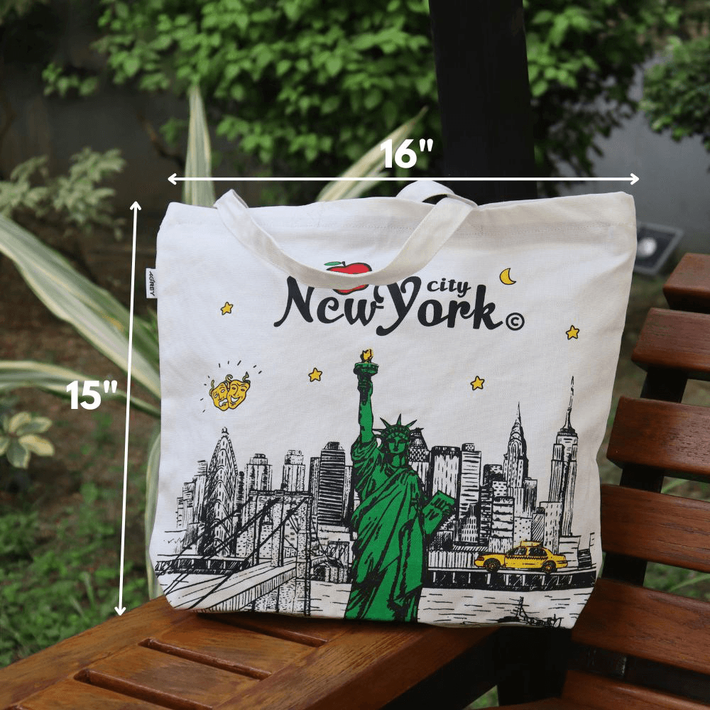 Canvas Tote Bag with Zipper, White, (15"x16")