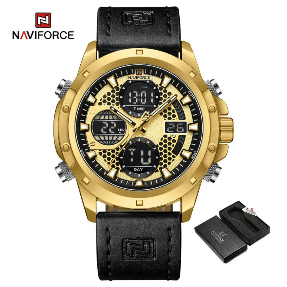 Naviforce NF9225 Fashion Boutique High-Quality Men’s Multi-Function Genuine Leather Watch