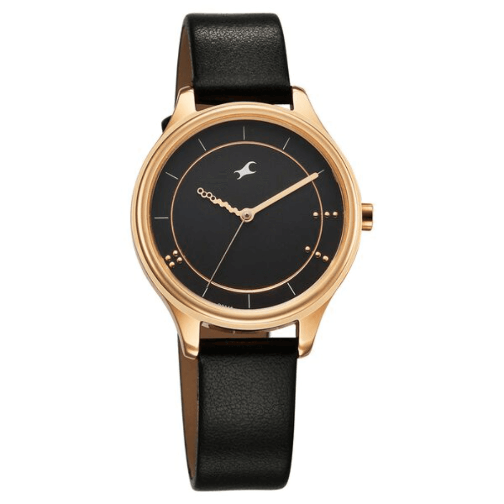 Fastrack 6296WL01 Stunners Analog Black Dial Leather Watch For Girls