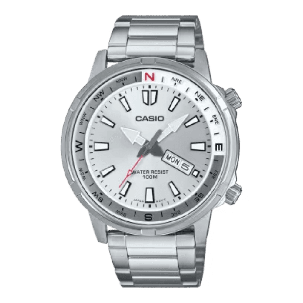 WW2561 Casio Standard Day Date Stainless Steel Chain Watch MTD-130D-7AVDF