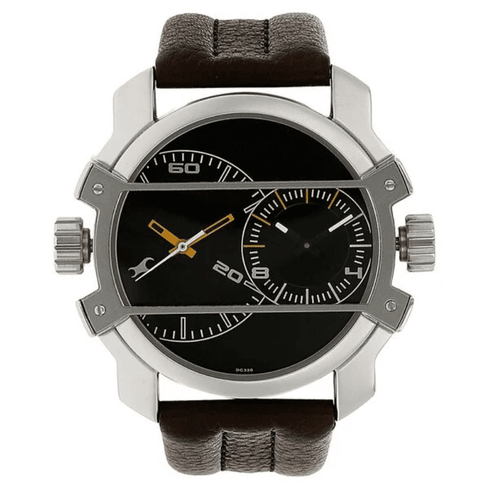 Fastrack Quartz Analog Black Dial Leather Strap Watch for Guys (3098SL02)