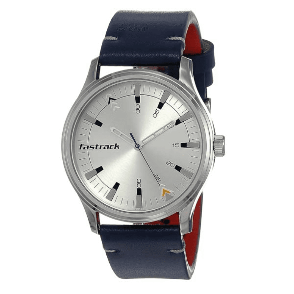 Fastrack 3236SL01 I Love Me Analog Silver Dial Leather Watch for Guys