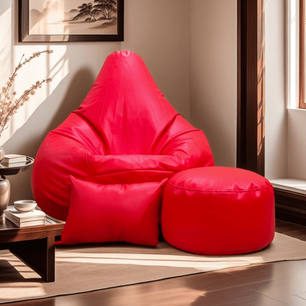 LAZY DUDE XXXL Water Drop Shaped Lazy Bean Bag - Color Red