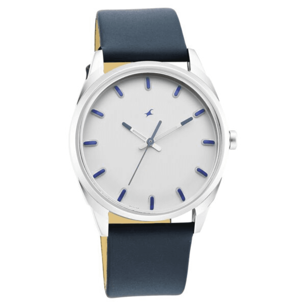 Fastrack 3273SL01 After Dark White Dial Leather Watch for Guys