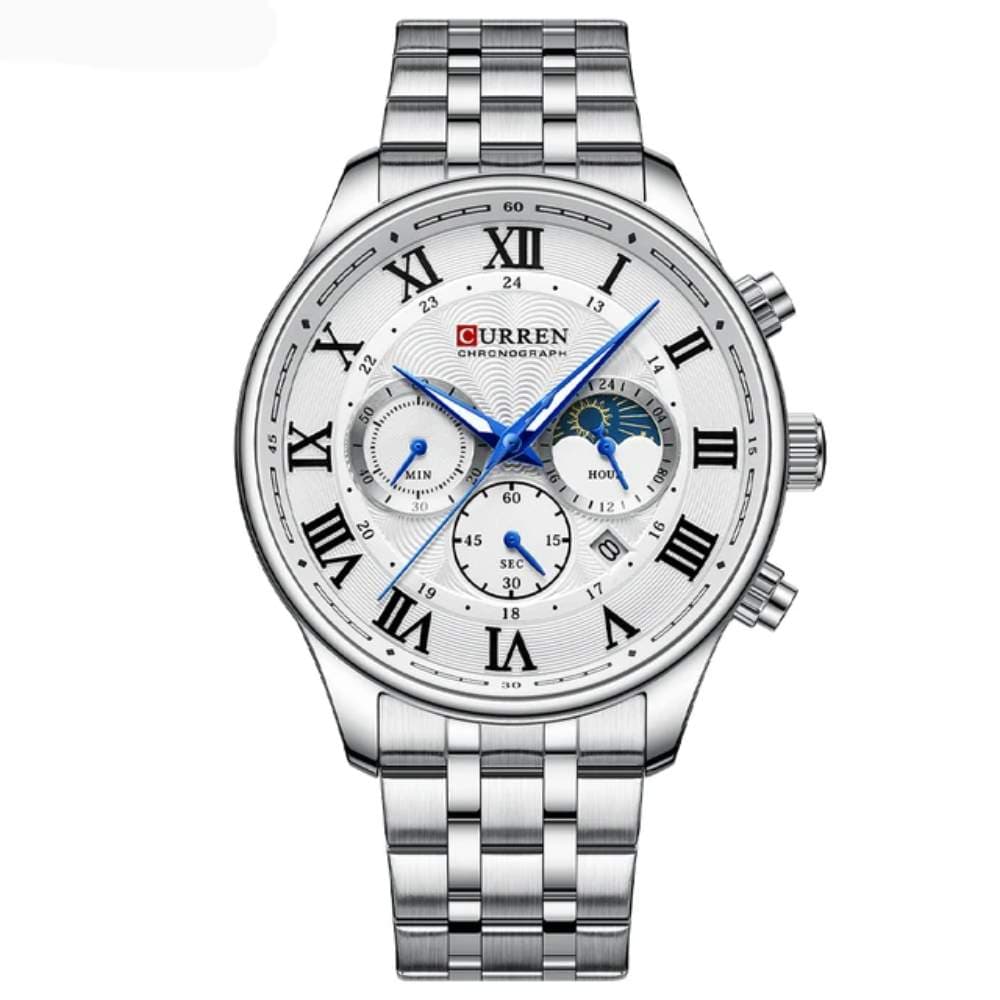 CURREN NEW Fashion Casual Quartz Watches for Men Sporty Chronograph Stainless Steel Band Wristwatches Male 8427